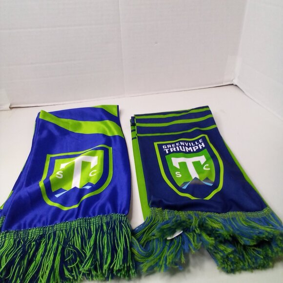 Greenville Triumph Scarf Lot of 2 FC Soccer Club Green Blue Greenville SC - Picture 1 of 8